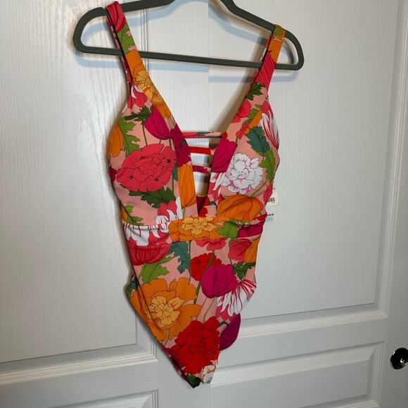 NWT Trina Turk Floral One Piece Swimsuit - Pink, Orange, Green - Picture 2 of 4